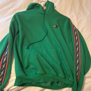 Aviator Nation Green Sweater with Lightning Detail